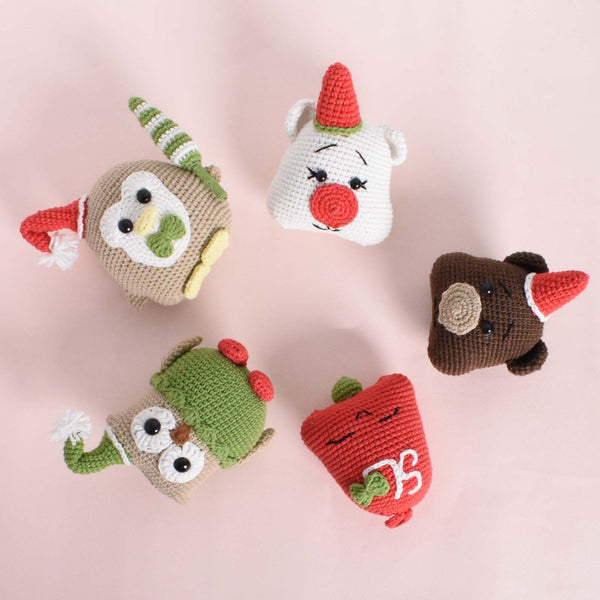 Set of 5 Chrismas Decorative Crochet - Owl - Bear - Christmas Tree - Gift To Friends - SaiGonDoll