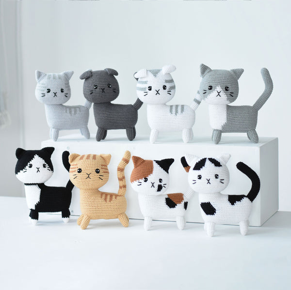 Cat Crochet Animals - Amigurumi Cat Toy - Handmade Crochet Cat Gift - Amigurumi Kitty Toys - Custom Cat Color - Finished Crochet Toy