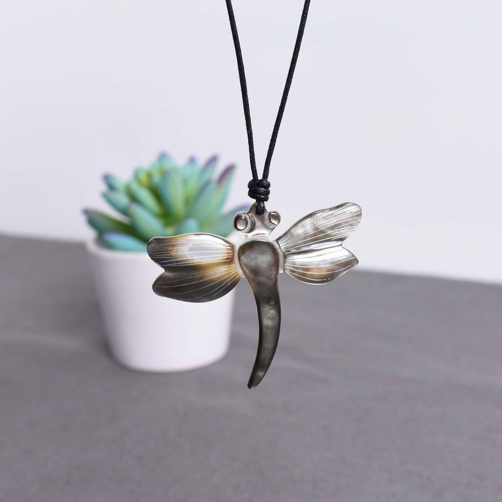 Dragon Fly Handmade From Natural Sea Shell Necklace Pendant Jewelry - Saigonmade
