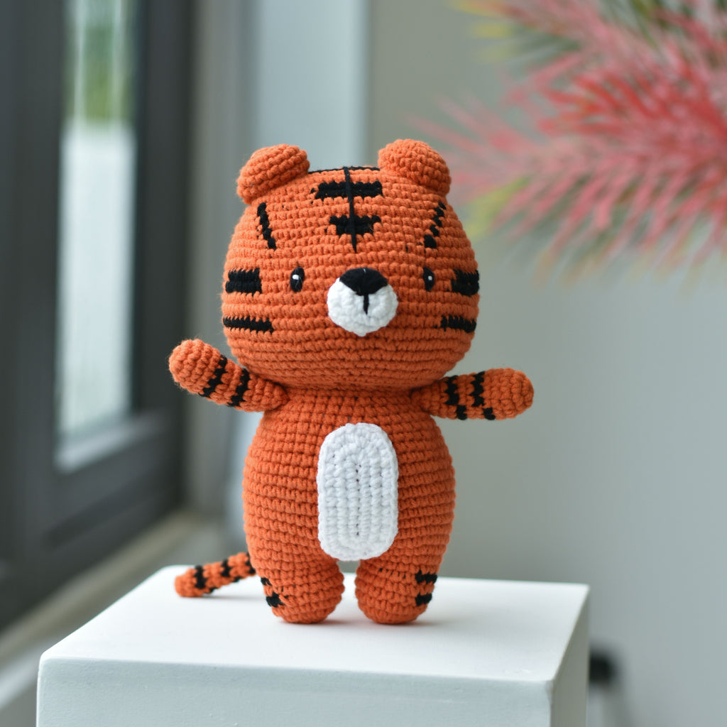 Tiger Crochet Stuffed Amigurumi - Wild Animal Crochet Toy - Natural Tiger Cub Crochet | Gift For Baby