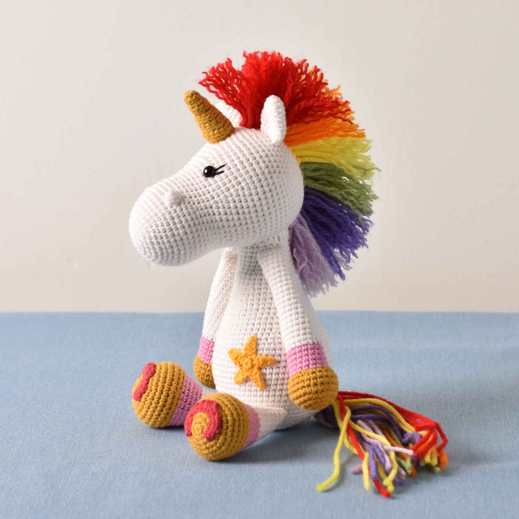 Colorful Unicorn Amigurumi Hand Crochet Stuffed Kid Plush Toy High Quality