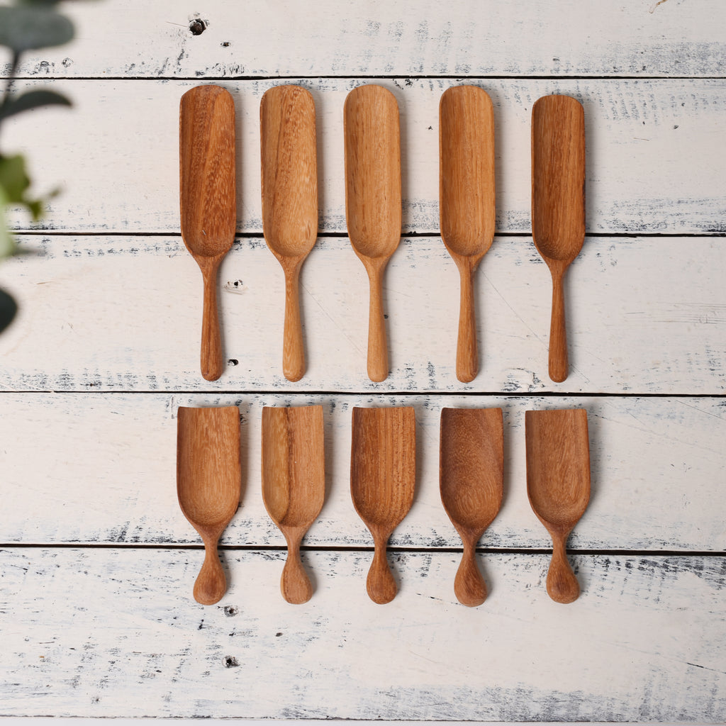 Set of 2 Wooden Herb Spoon - Tea Spoon - Powder Spoon  - Natural Wood Handcrafted