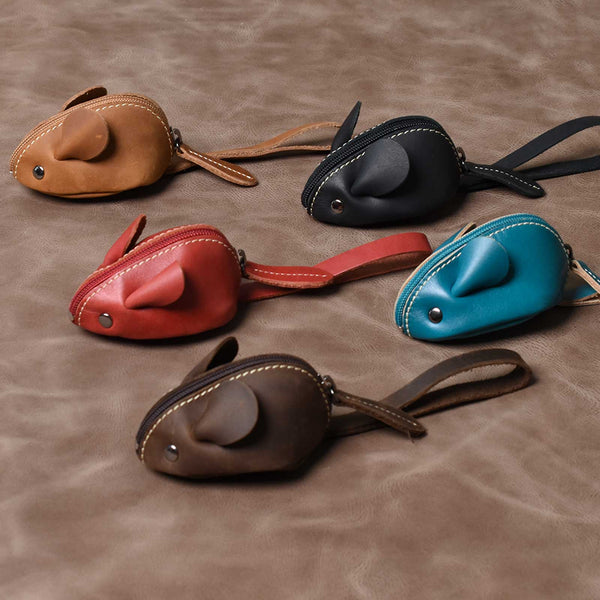 Leather mouse coin purse