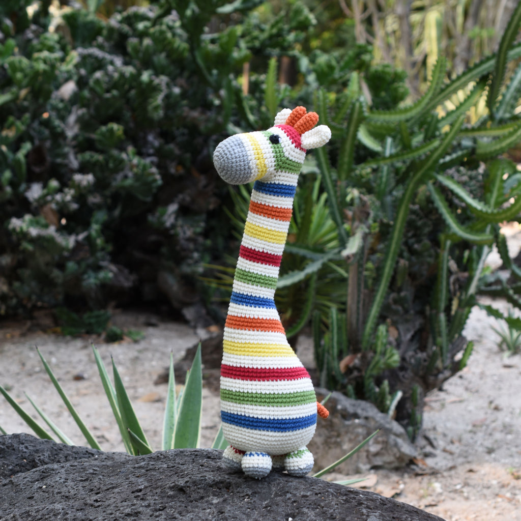 Rainbow Giraffe Stuffed Crochet Handmade