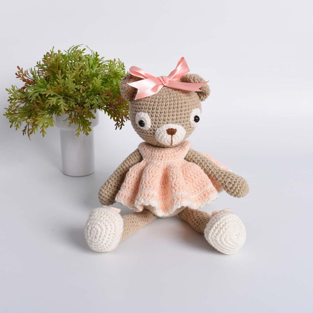 Amigurumi Fashion Teddy Bear Wears A Romantic Ruffled Dress Animal Crochet - SaiGonDoll