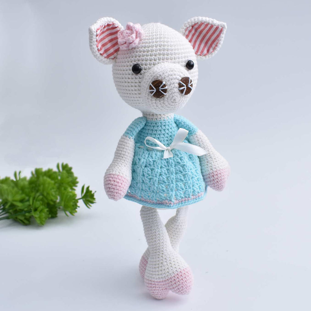 Girly Pig Handmade Amigurumi Stuffed Toy Knitting Crochet Doll High Quality !!! - SaiGonDoll