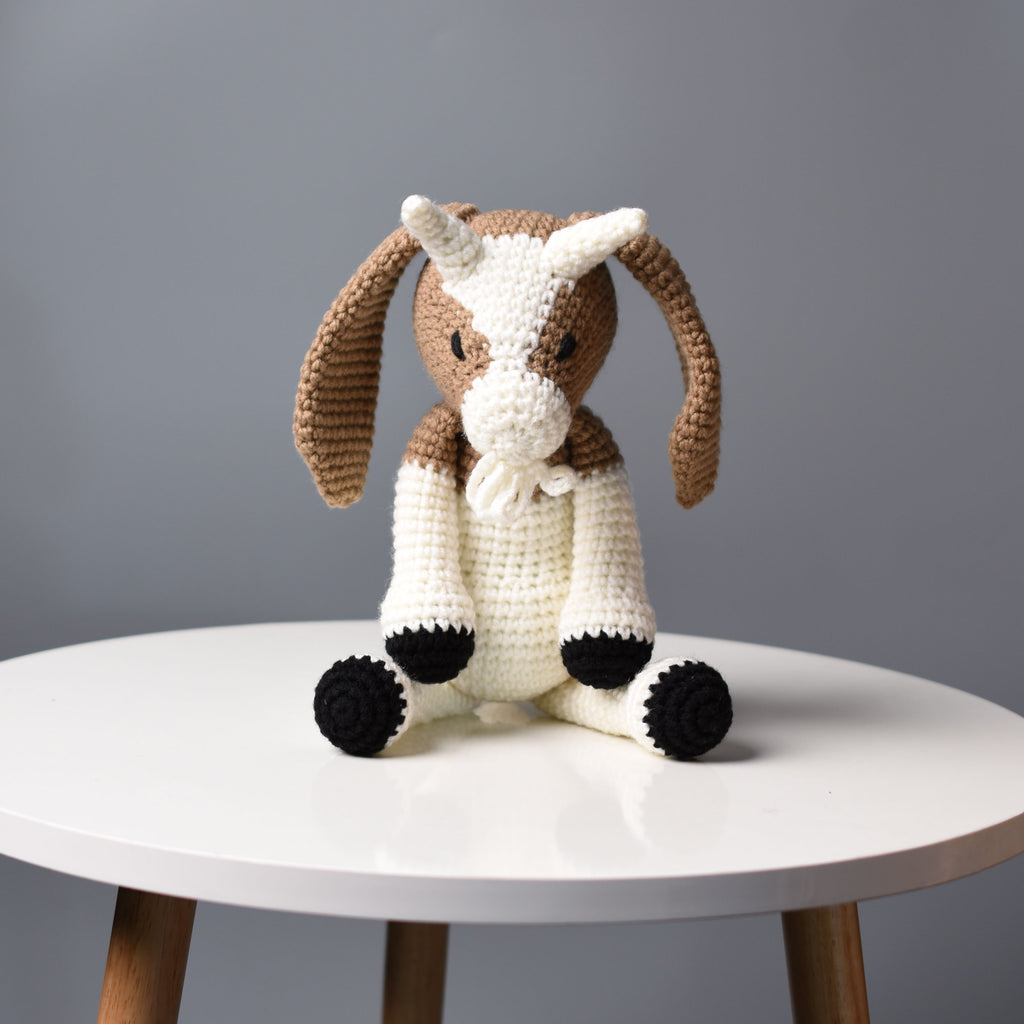 Goat Plush Stuffed Animal Hand-Knitted Toy - Amigurumi Goat Decor - Best Gift for kid - Decoration Gift