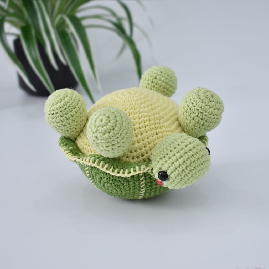 Crochet Turtle, Cute Amigurumi Green Turtle Stuffed Animal Plushie