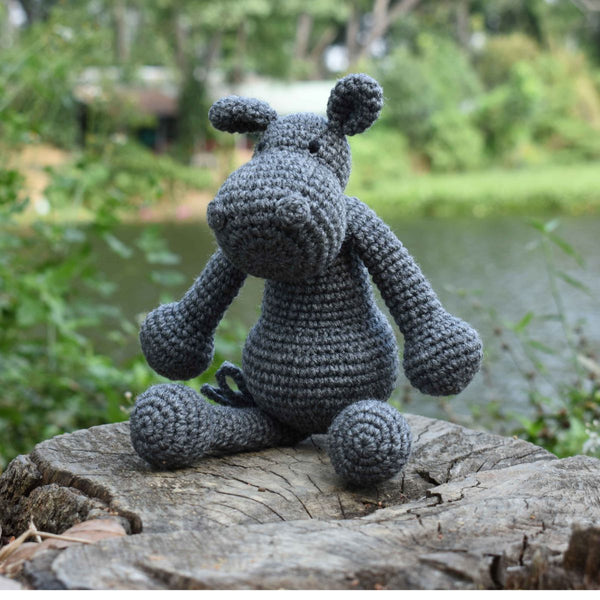 Hippo Stuffed Crochet Animal, Amigurumi Toy, Baby Shower & First Birthday Gift - SaiGonDoll