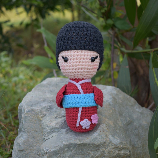Amigurumi Japanese Kokeshi Doll Crochet Stuffed Handmade Toy - SaiGonDoll