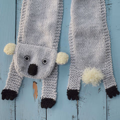 Koala Knitted Scarf, Bear Hand Knit Scarf, Koala Scarf, Koala Gift - Saigonmade