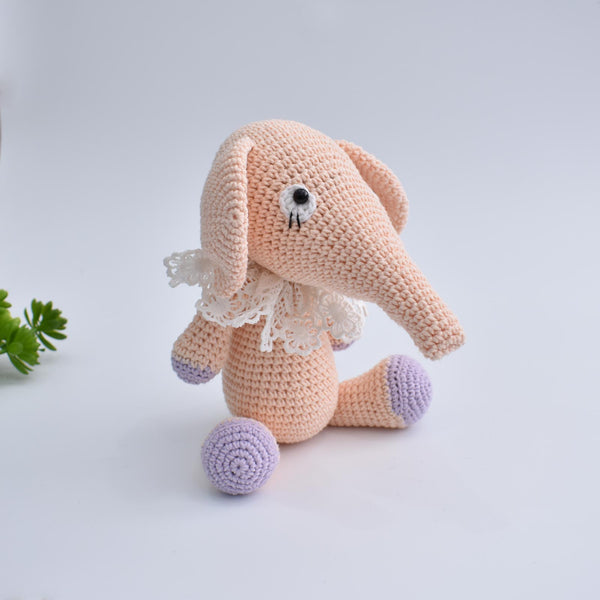 Lady Elephant Crochet Animal Handmade Amigurumi Stuffed Toy Doll High Quality - SaiGonDoll