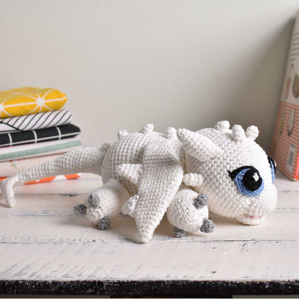 Light Fury Crochet Dragon - Handmade Stuffed Animal Gift- Amigurumi Dragon - SaiGonDoll
