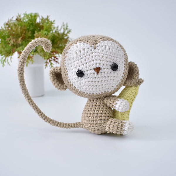 Monkey & Banana Crochet Animal Handmade Amigurumi Stuffed Toy Doll High Quality - SaiGonDoll