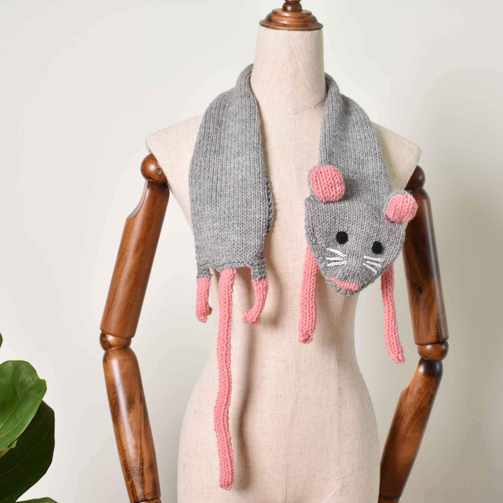 Mouse Scarf, Accessories Gift For Kid, Hand Knit Scarf, Finished Scarf - Saigonmade