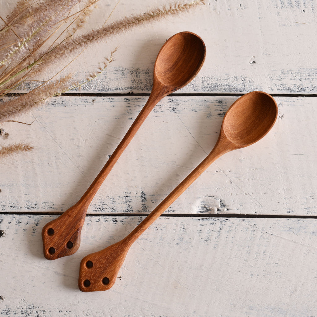 Set of 2 Wooden Spoons - Hand Carved Wooden Spoon - Wooden Cooking & S