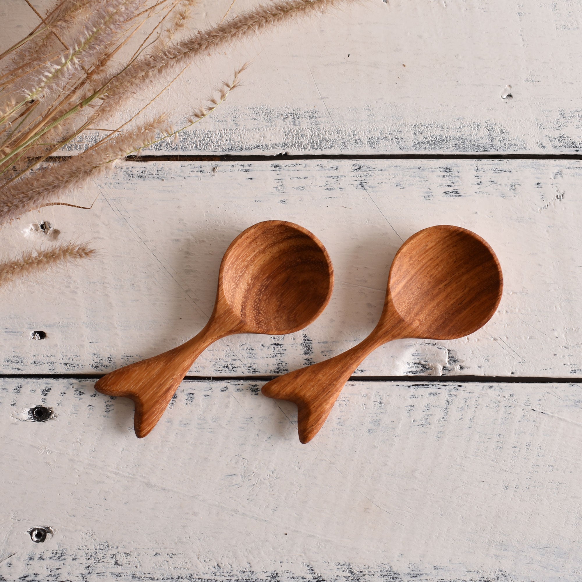 Set of 2 Fish Shape Wooden Spoons - Hand Carved Wooden Spoon - Wooden