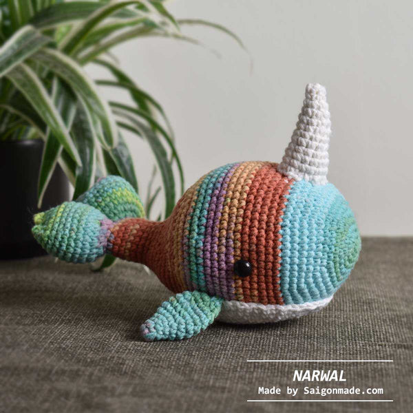 Amigurumi Whale Crochet , Narwhal Crochet, Crochet Whale, Handmade Stuffed Whale - SaiGonDoll