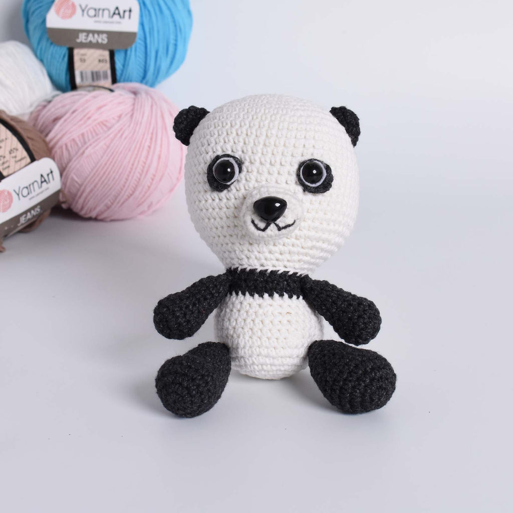 Baby Panda Amigurumi Crochet Animal Stuffed Handmade Toy Yarn Art Jeans - SaiGonDoll