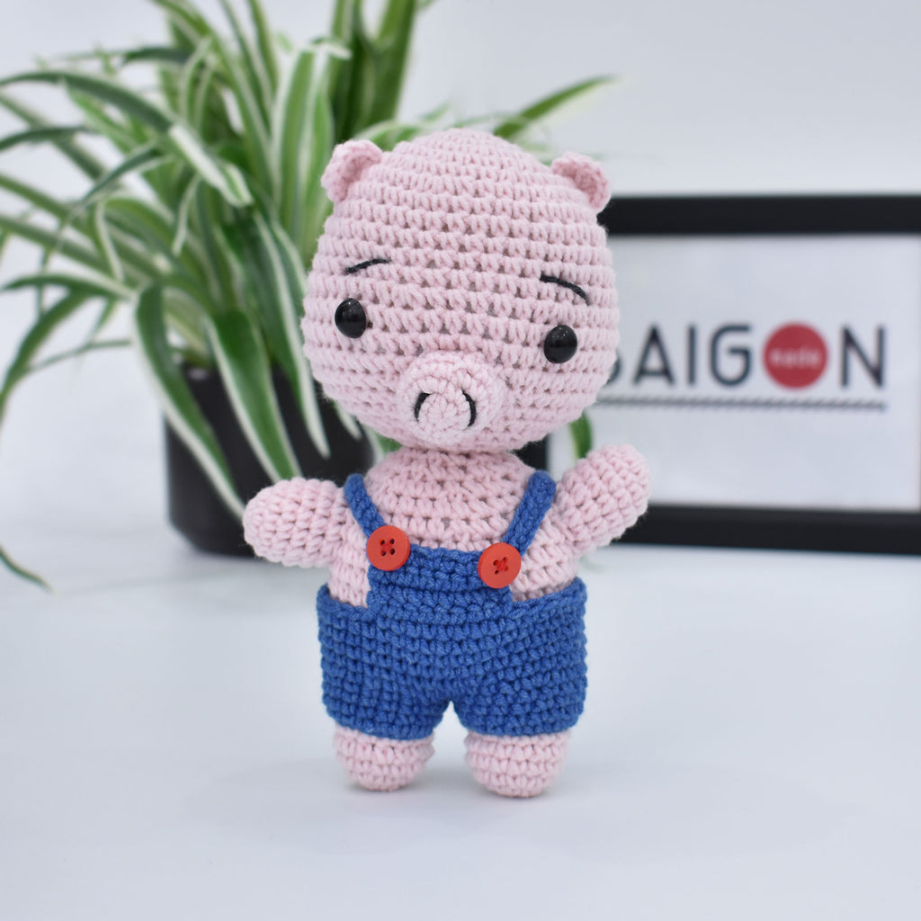Pig - Boy Crochet Animal Handmade Amigurumi Stuffed Toy Doll High Quality - SaiGonDoll