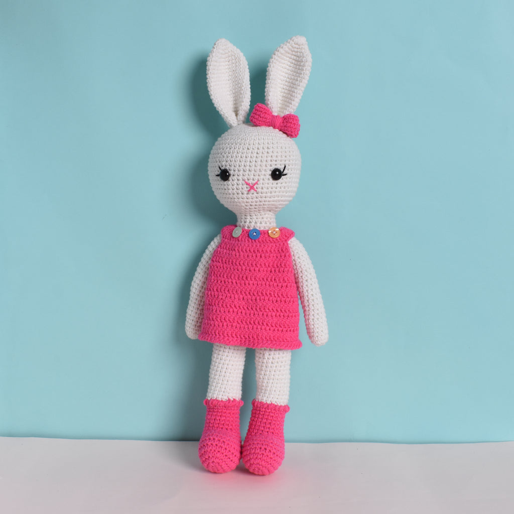 Pink Rabbit Amigurumi Animal Hand Crochet Stuffed Kid Plush Toy High Quality - SaiGonDoll
