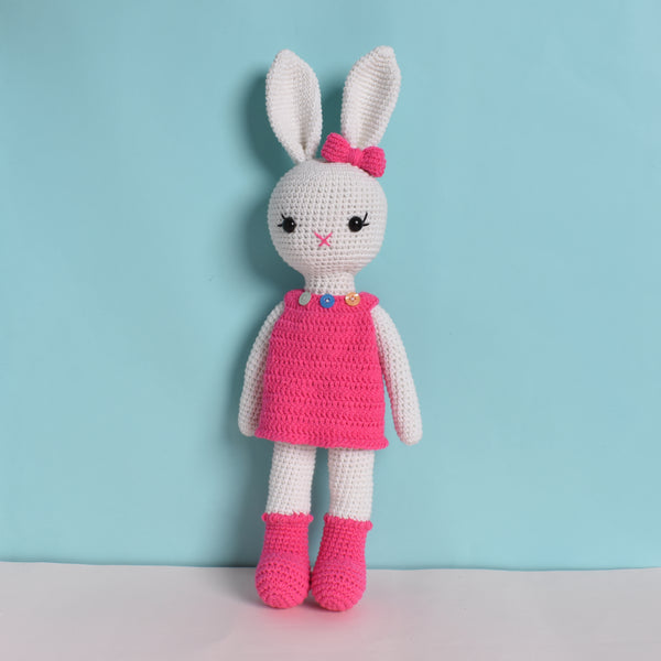 Pink Rabbit Amigurumi Animal Hand Crochet Stuffed Kid Plush Toy High Quality - SaiGonDoll