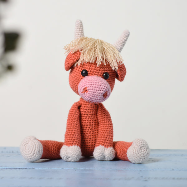 Crochet Highland Cow, Crochet Cow Toy, Stuff Cow, Handmade Stuff Animal - SaiGonDoll