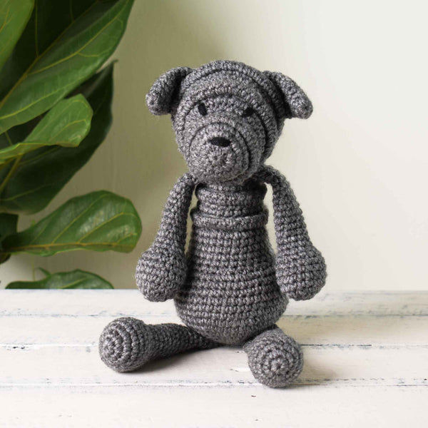 Cute Shar Pei Dog Amigurumi Crochet Dog Handmade Stuffed Dog Baby Toy - SaiGonDoll