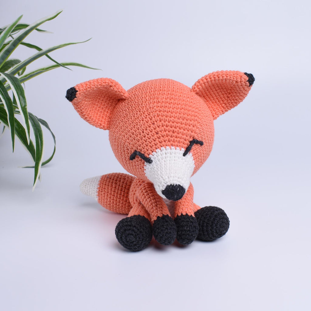 The Sleepy Fox Crochet Animal Handmade Amigurumi Stuffed Toy Doll High Quality - SaiGonDoll