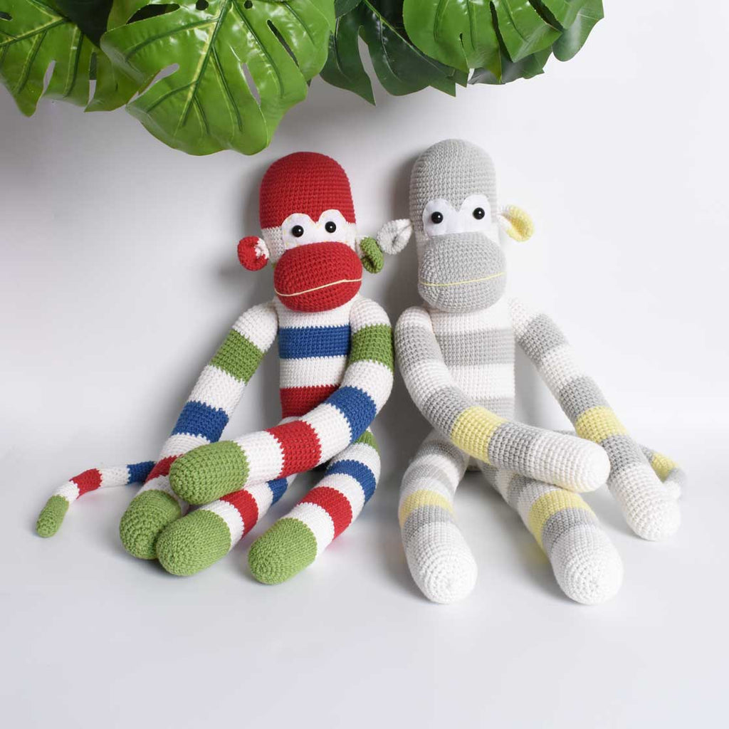 Amigurumi Colorful Sock Monkey Crochet Handmade Super Cute Toy / Gift To Kid - SaiGonDoll