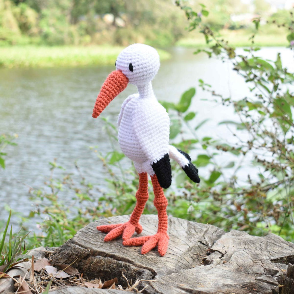 The Stork Crochet Animal, Stuffed Toy, Baby Shower & First Birthday Gift - SaiGonDoll