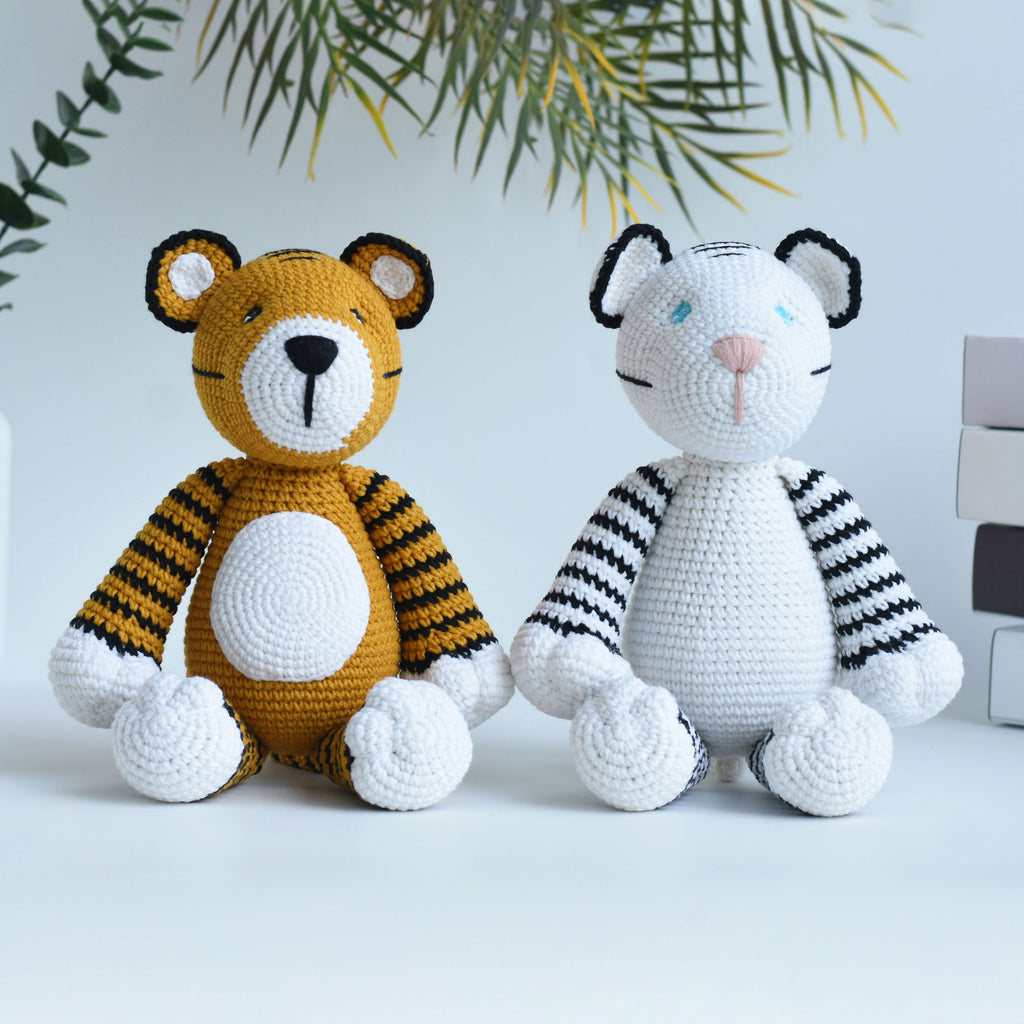 White / Yellow Tiger Crochet Amigurumi - Finished Tiger Plush Toy - Best Tiger Gift | Free Custom Color