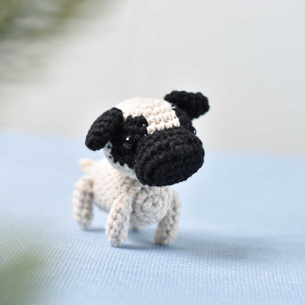 Tiny Pug Dog Crochet, Miniature Pug, Miniature Dog, Tiny Dog, Tiny Crochet Pug - SaiGonDoll