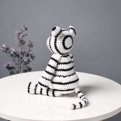 White Tiger Stuffed Crochet Animal - Amigurumi White Tiger Plush Toy - Bleached Tiger Toy