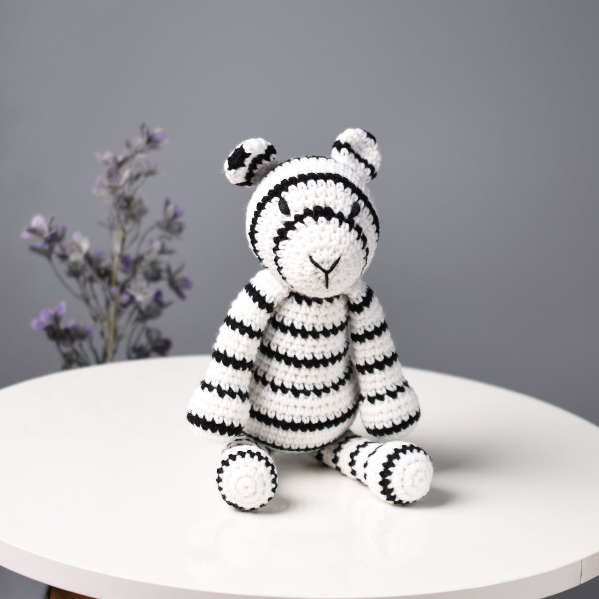 White Tiger Stuffed Crochet Animal - Amigurumi White Tiger Plush Toy