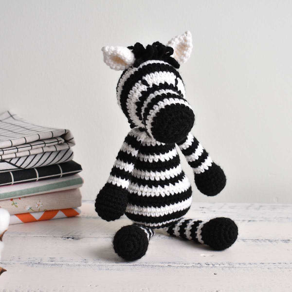 Zebra Crochet Wild Animal, Stuffed Horse, Plush Toy, High Quality Yarn - SaiGonDoll