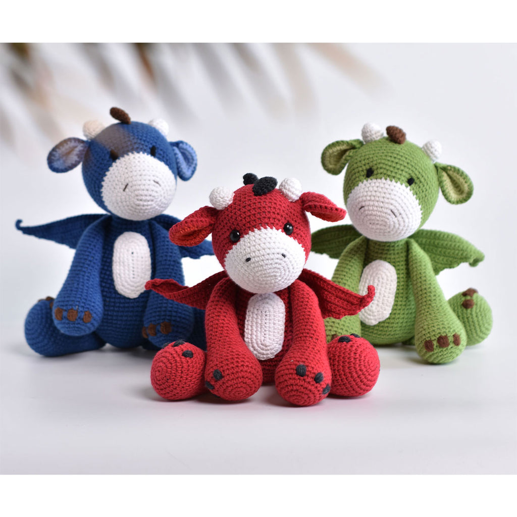 Green / Blue / Red Dragon Amigurumi Crochet, Stuffed Animal Crochet, H