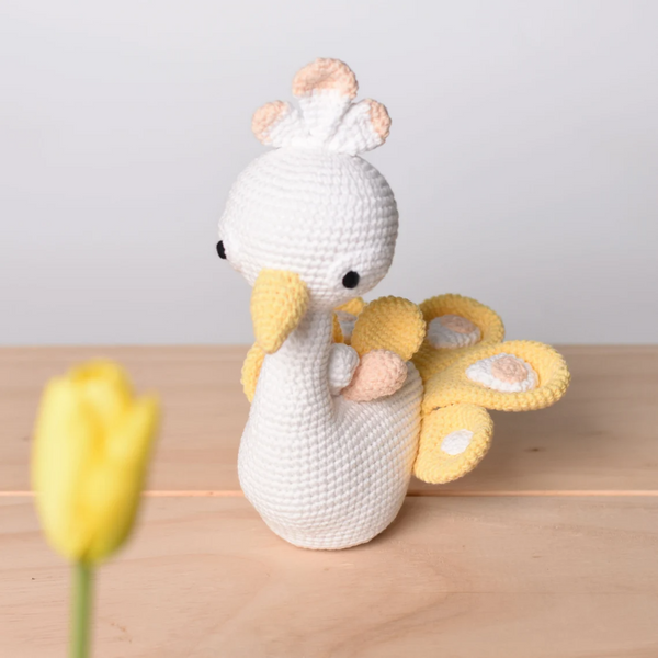 White PEACOCK Crochet - Amigurumi Peacock Stuffed