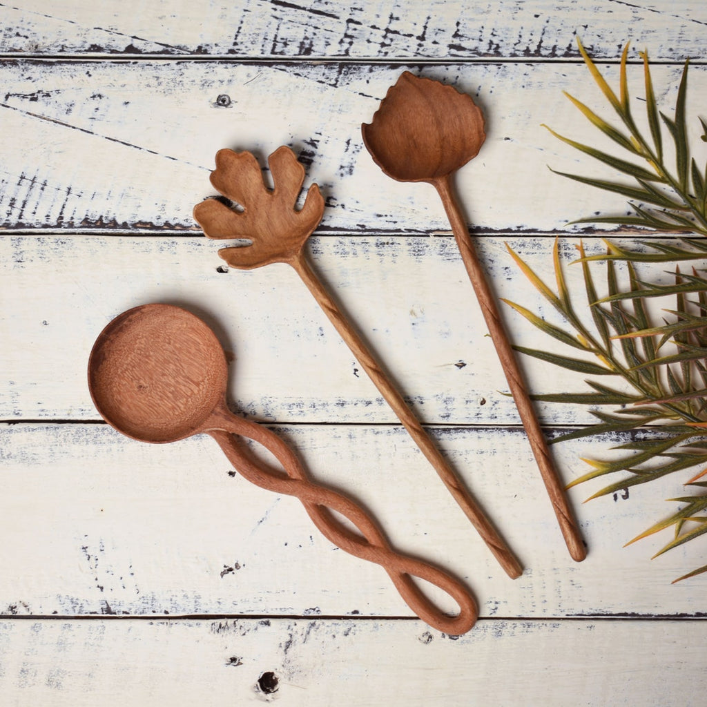 Art Carved Wooden Spoon - Handcarved Organic Kitchen Utensils