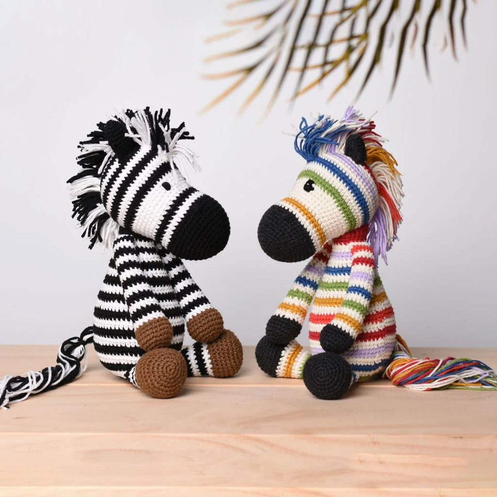 Rainbow Zebra Stuffed Crochet - Muticolor Zebra Amigurumi Handmade - Stuffed Zebra Gift Idea - Zebra Soft Toy For Kids - Baby Shower Gift