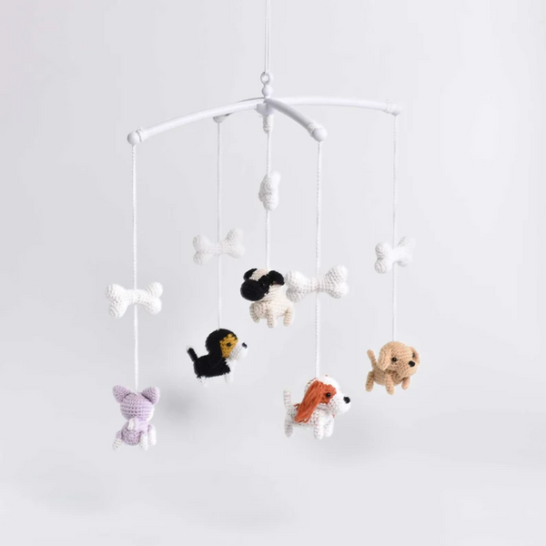 Mini Dogs Baby Crib Mobile - Dogs Crochet Amigurumi Baby Crib Mobile Gift - Mobile for Crib Decor - Nursery Mobiles